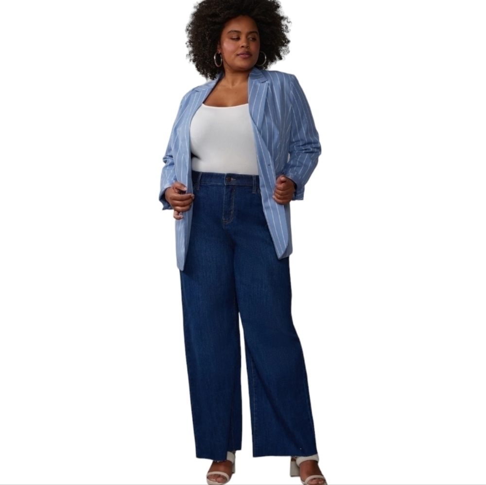 New York & Company High Rise Wide Leg Denim Jeans Size 14